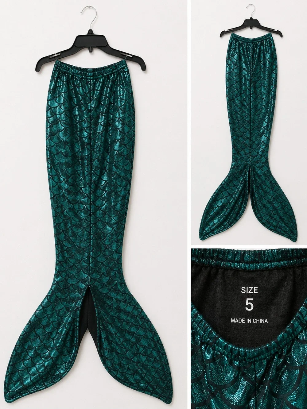 Kids Sparkle Mermaid Tail Costume - Teal Green